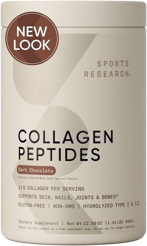 Sports Research Hydrolysed Type I & III Collagen Peptides , 644.11g, Dark Chocolate
